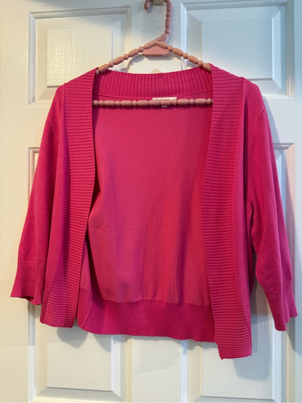 Women's Go Mamee Open-Front Pink Cardigan Sweater, Sz M